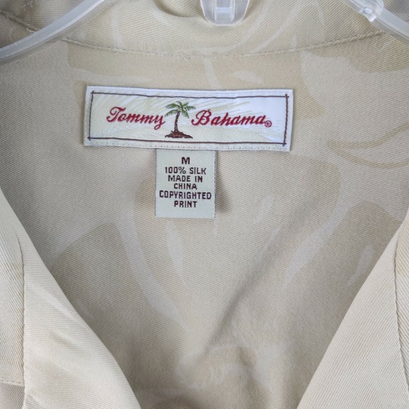 Tommy Bahama Mens Medium Silk Casual Tan Button Up Shirt Size M - Picture 2 of 10
